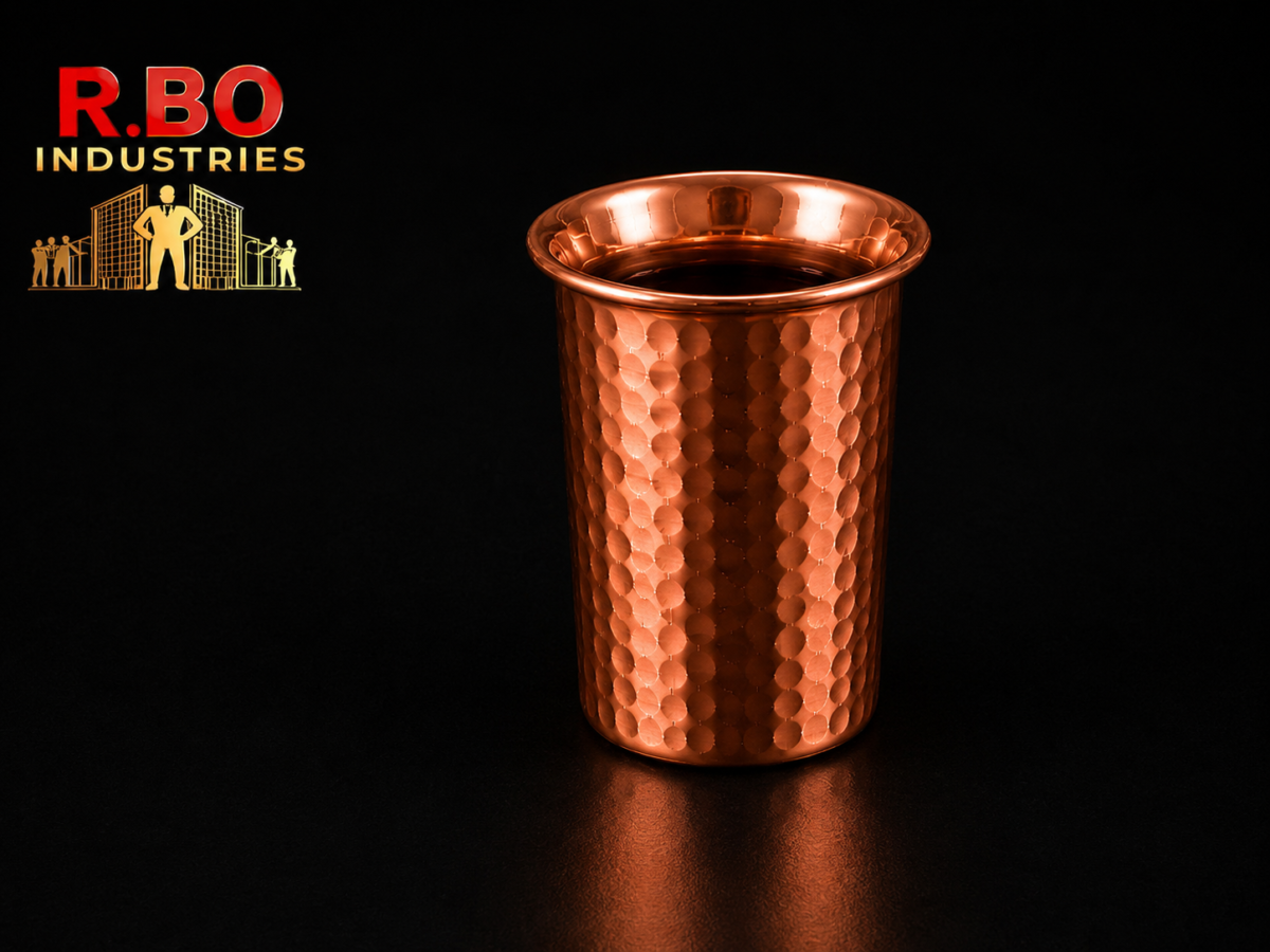 Hammered Pure Copper Panchpatra for Puja - R.BO Industries