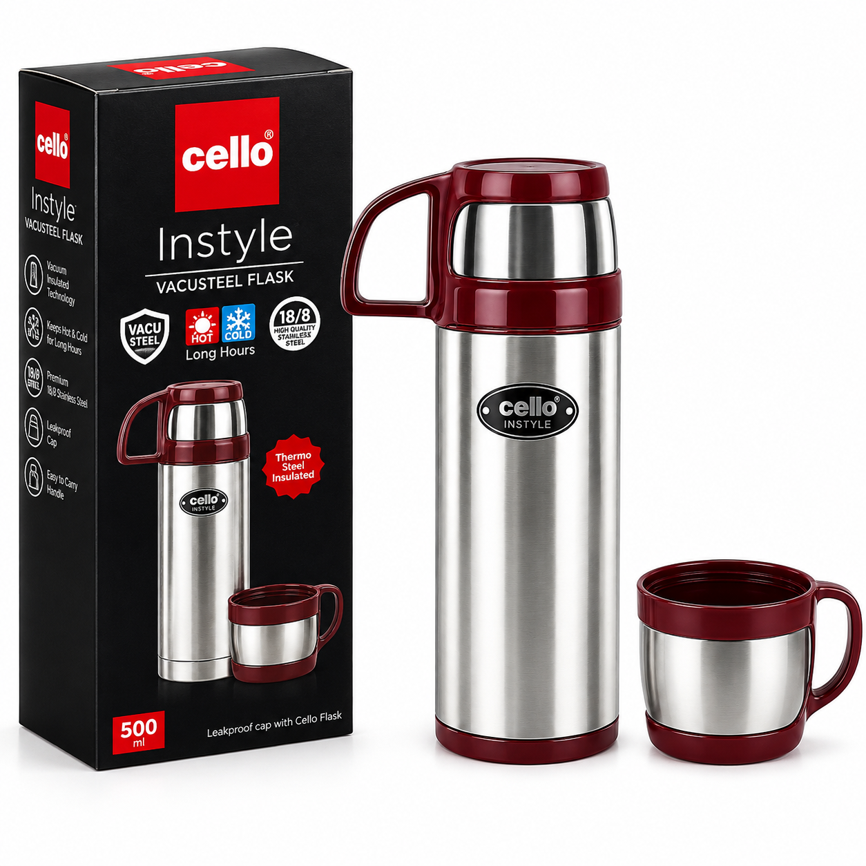 Cello Steel Flask 500ml - R.BO Industries