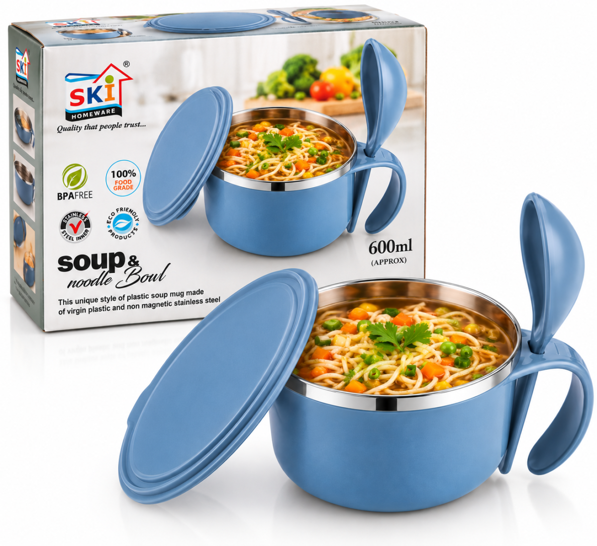 SKI Soup, Noodle & Gravy Tiffin Bowl 600ml